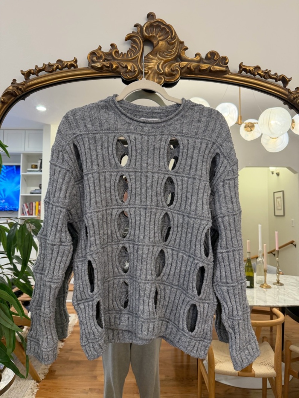 Zara Gray Cut Out Sweater - Picture 6 of 8